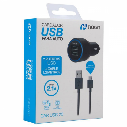 Cargador 12v para Celular a 2 Usb USB21 Noga