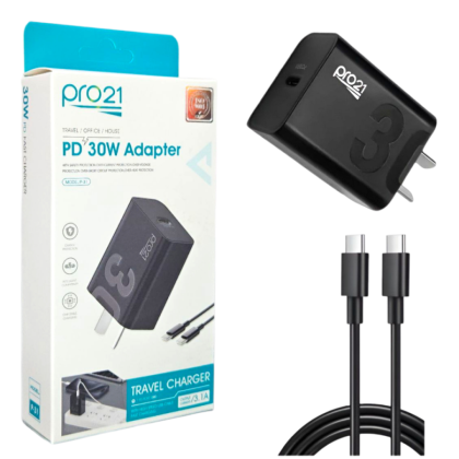 Cargador Cabezal Usb 30W + Cable Tipo C Pro21