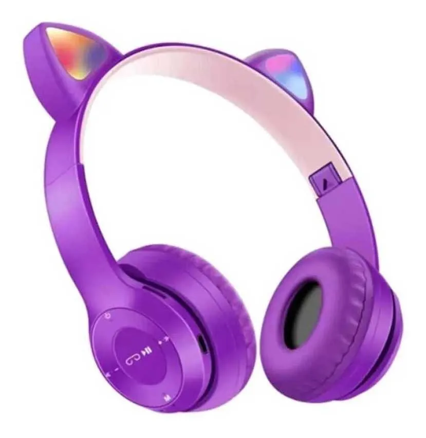 Auricular Bluetooth Vincha Gatito Con Luz Netmark