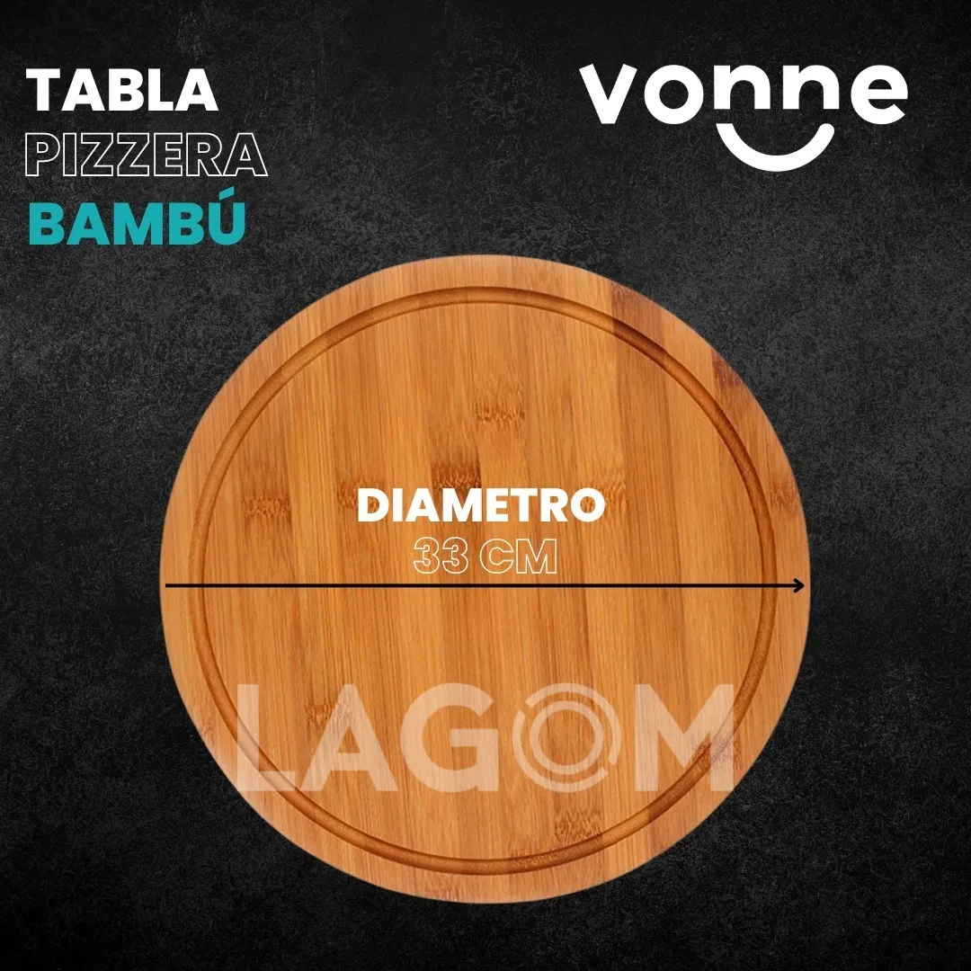 Tabla para pizza de bambú 33 Cm Vonne