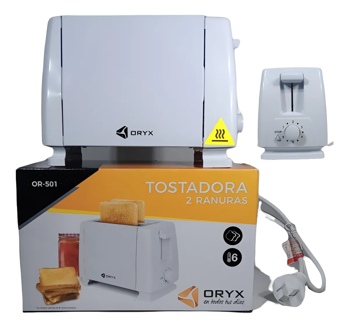 Tostadora 2 Panes 750W Blanca Oryx