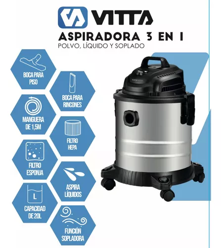Aspiradora Vitta 3 en 1 20 Litros 1300W